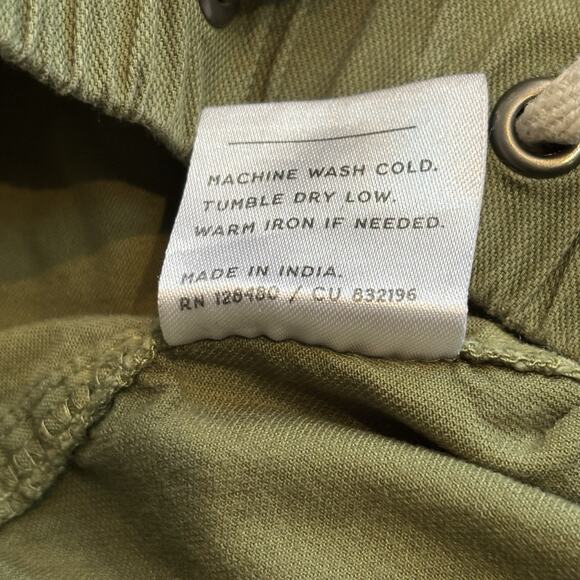 Pact Army Green Daily Twill Drawstring Elastic Waist Shorts Small Organic Cotton - Picture 6 of 8